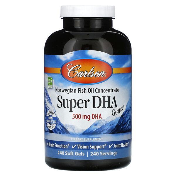 Super DHA Gems, 500 мг, 240 мягких капсул - Carlson Carlson