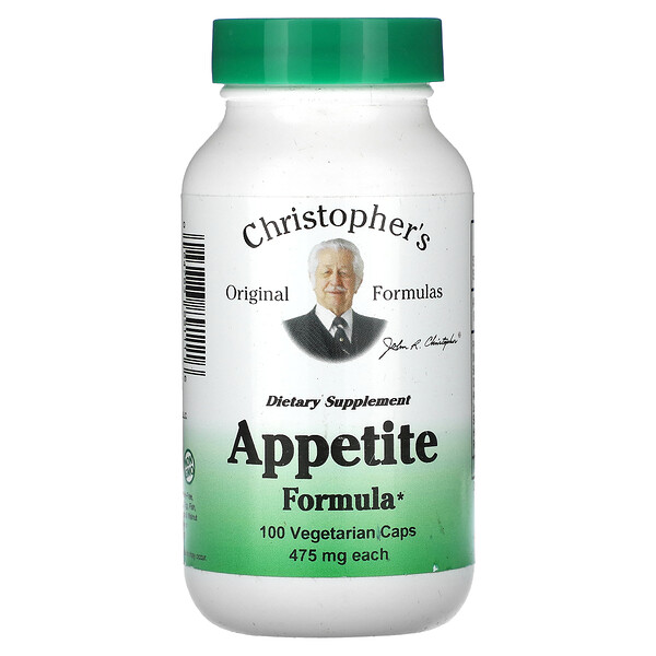 Формула аппетита - 475 мг - 100 вегетарианских капсул - Christopher's Christopher's