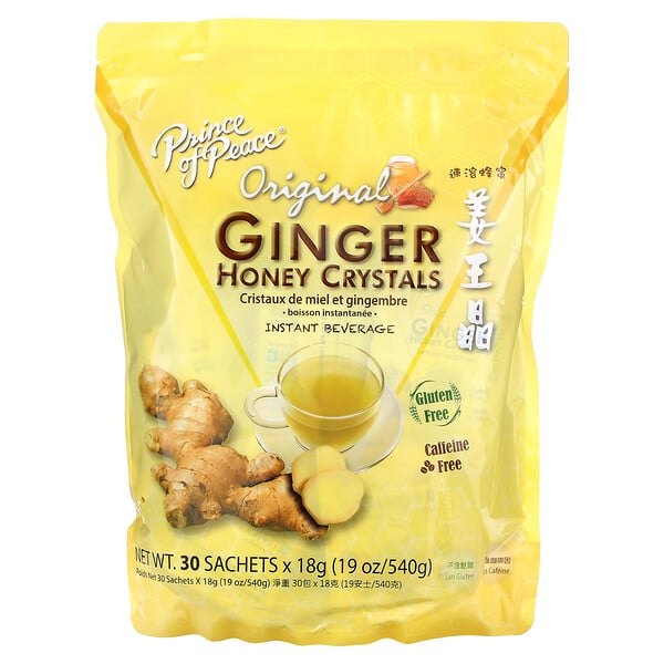 Ginger Honey Crystals, Original, без кофеина, 30 пакетиков по 18 г каждый Prince of Peace