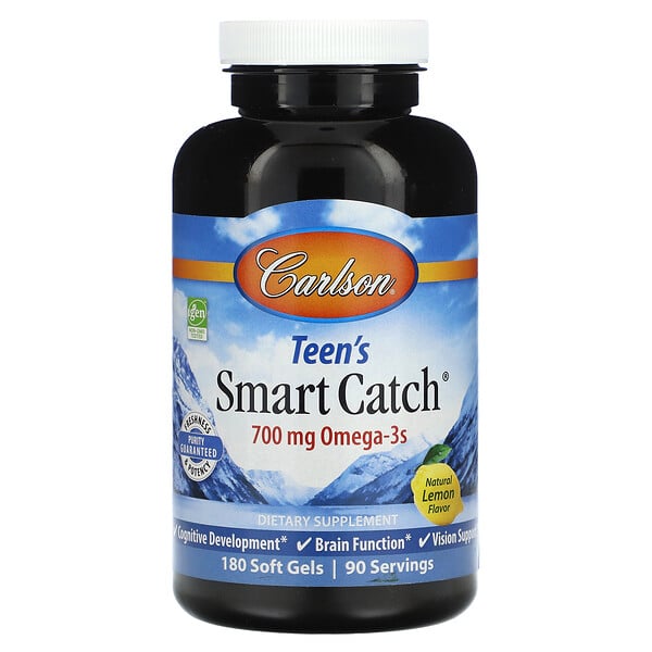Teen's Smart Catch, Натуральный лимон, 700 мг, 180 мягких таблеток (350 мг на мягкую желатиновую капсулу) Carlson