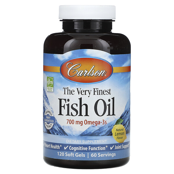 The Very Finest Fish Oil, натуральный лимон, 350 мг, 120 мягких таблеток Carlson