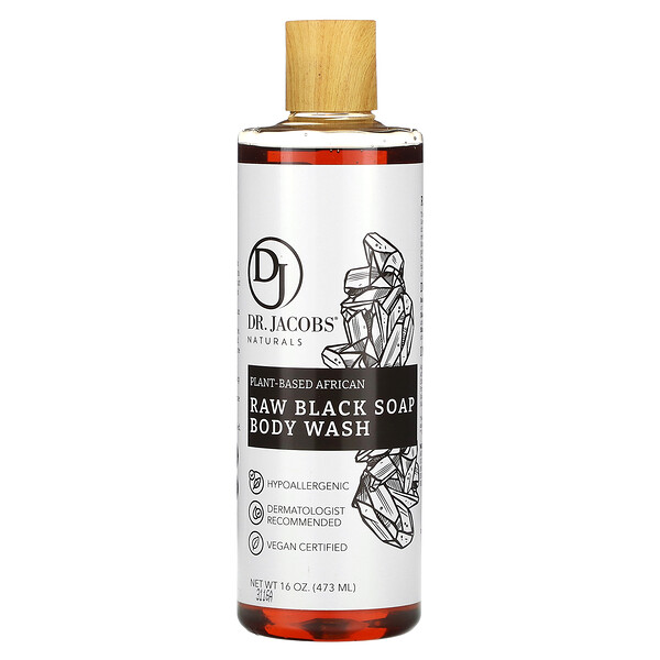Растительное африканское сырое черное мыло для тела, 16 унций (473 мл) Dr. Jacobs Naturals
