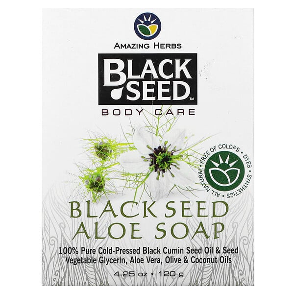 Black Seed, Уход за телом, мыло с алоэ, 4,25 унции (120 г) Amazing Herbs