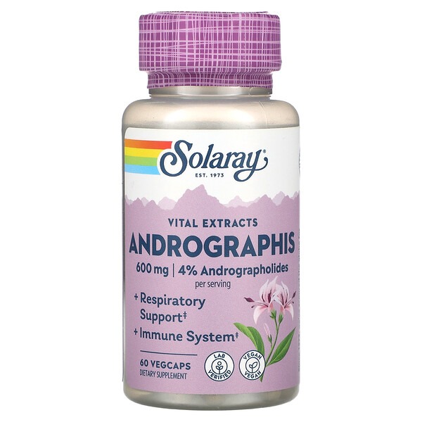 Vital Extracts, Андрографис, 300 мг, 60 растительных капсул Solaray