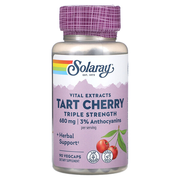 Vital Extracts, Терпкая вишня, тройная сила, 340 мг, 90 растительных капсул Solaray