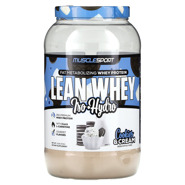 Lean Whey, Iso-Hydro, печенье и сливки, 2 фунта (910 г) MuscleSport