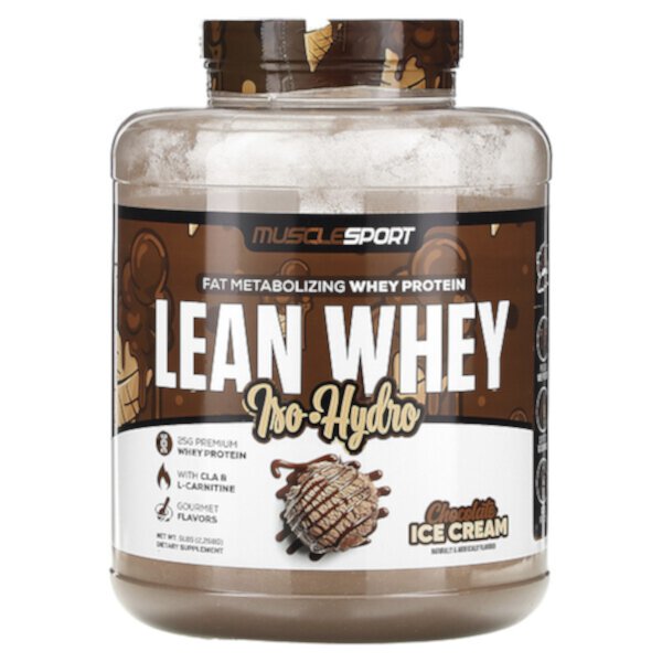 Lean Whey, Iso-Hydro, шоколадное мороженое, 5 фунтов (2268 г) MuscleSport