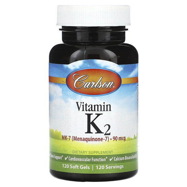Витамин K2 - 90 мкг - 120 мягких капсул - Carlson Carlson