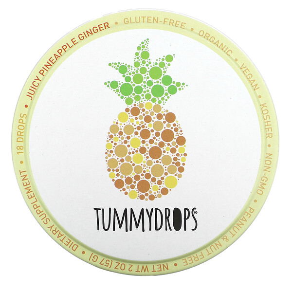 Сочные ананасно-имбирные капли, 18 капель, 2 унции (57 г) Tummydrops