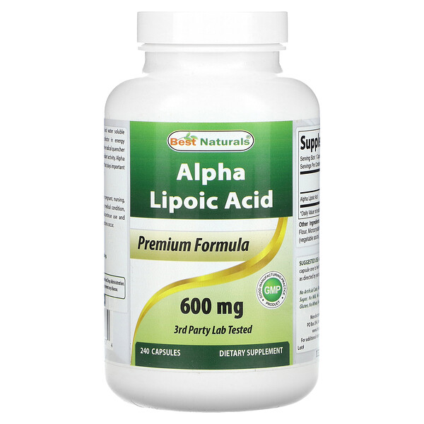 Альфа-липоевая кислота - 600 мг - 240 капсул - Best Naturals Best Naturals