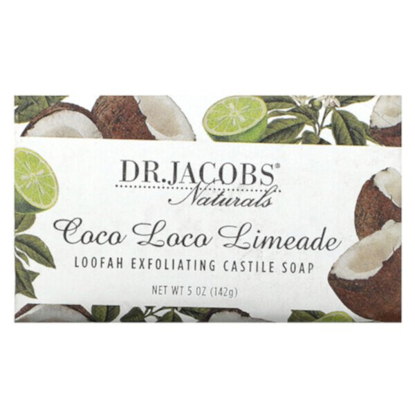 Отшелушивающее кастильское мыло Loofah, Coco Loco Limeade, 5 унций (142 г) Dr. Jacobs Naturals