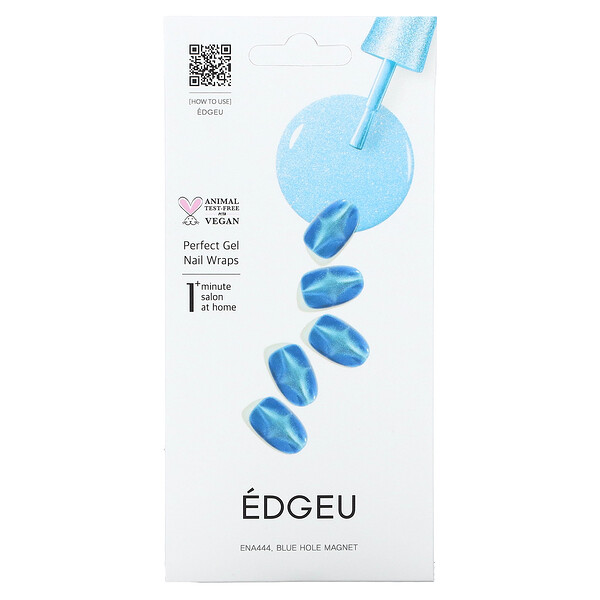 Гелевые обертывания для ногтей Perfect, ENA444, магнит с синим отверстием, набор из 16 полосок Edgeu