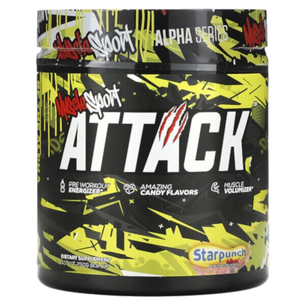 Attack, Предтренировочный продукт, Starpunch, 8,8 унции (250 г) MuscleSport