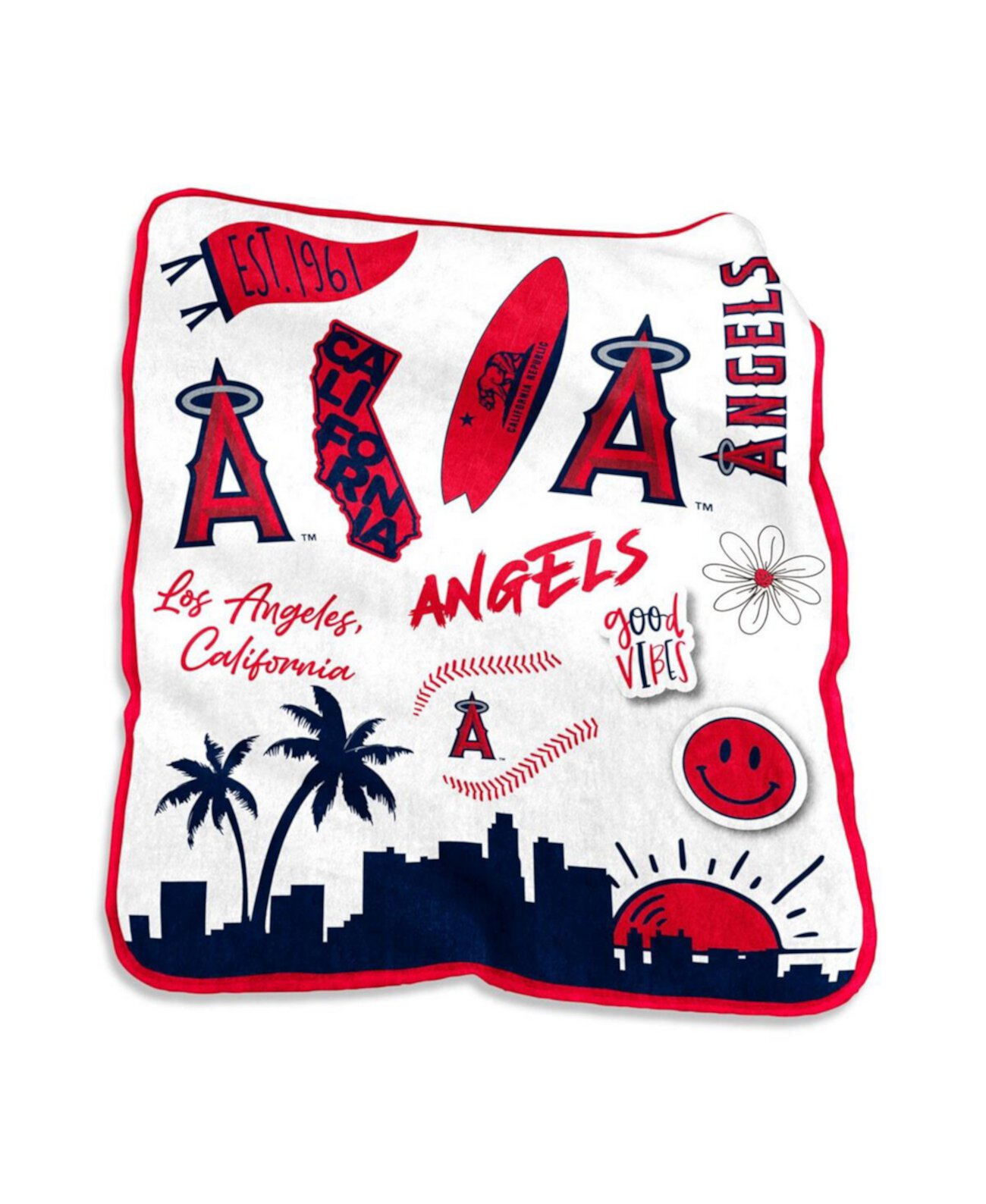 Плюшевый плед Los Angeles Angels 127 см x 152 см, яркие цвета, 100% полиэстер Logo Brand