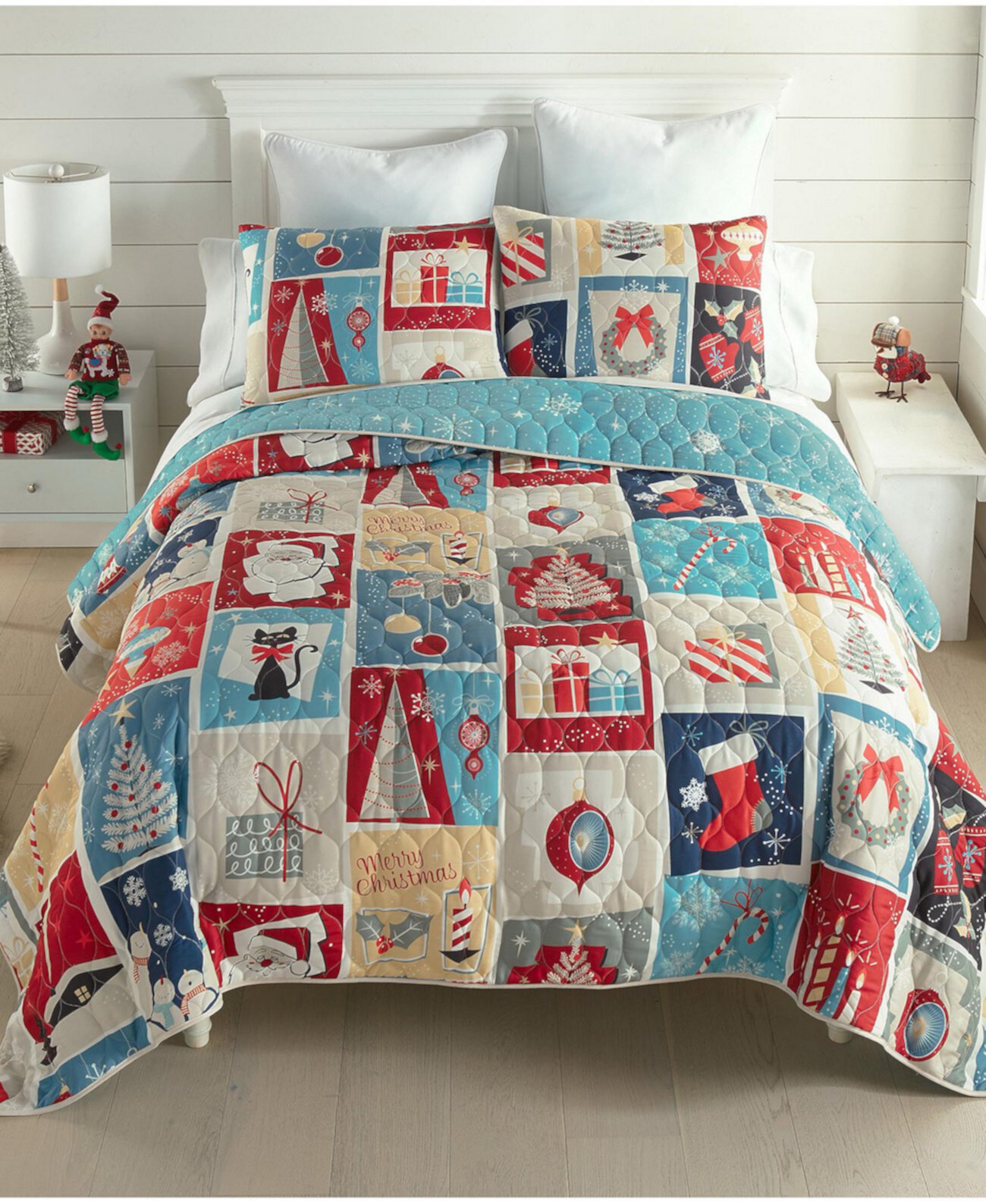 Рождественский комплект из 3 двусторонних одеял в стиле ретро, King Donna Sharp