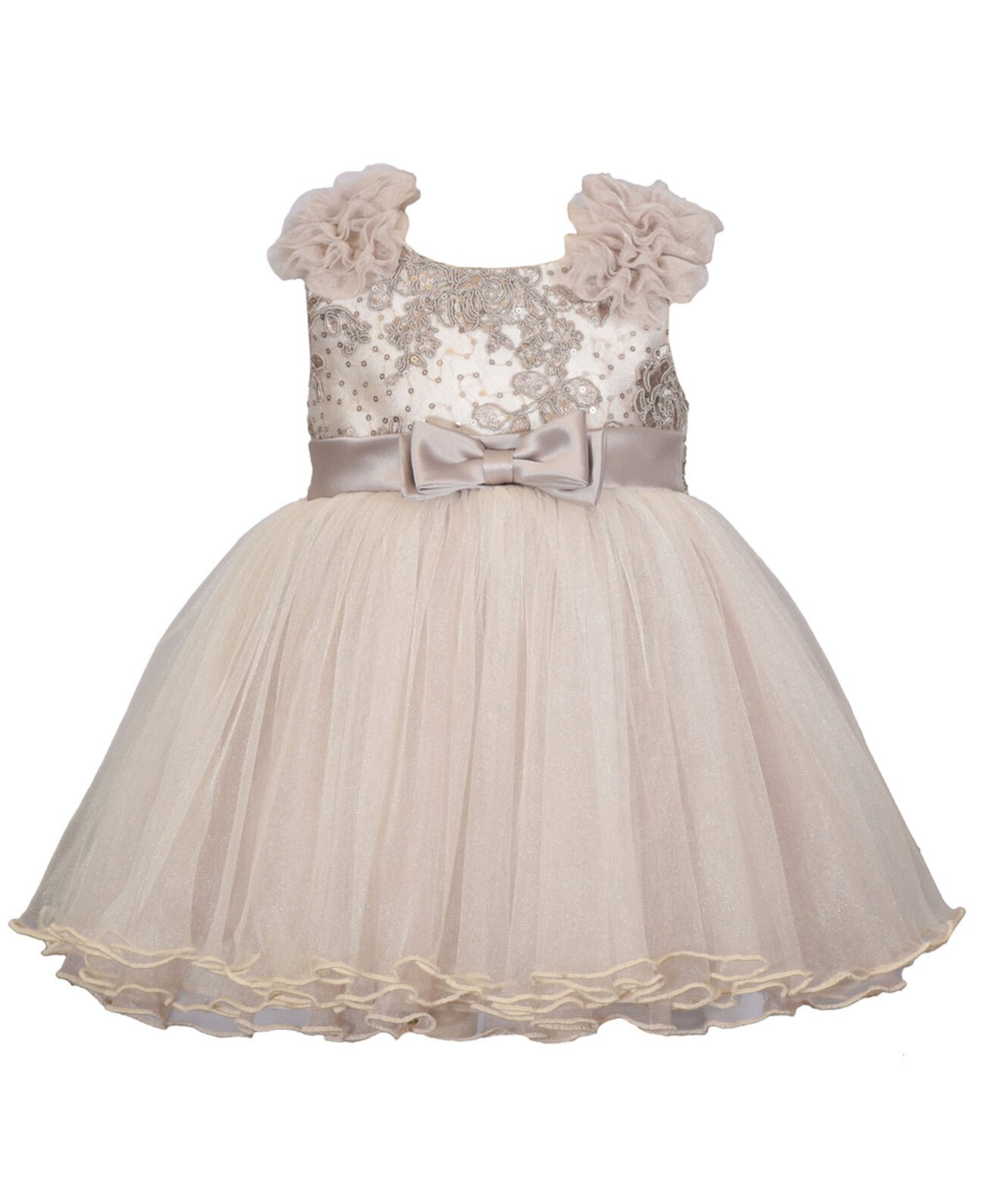 Платье-балерина без рукавов для маленьких девочек с пышными плечами и вышивкой Bonnie Jean