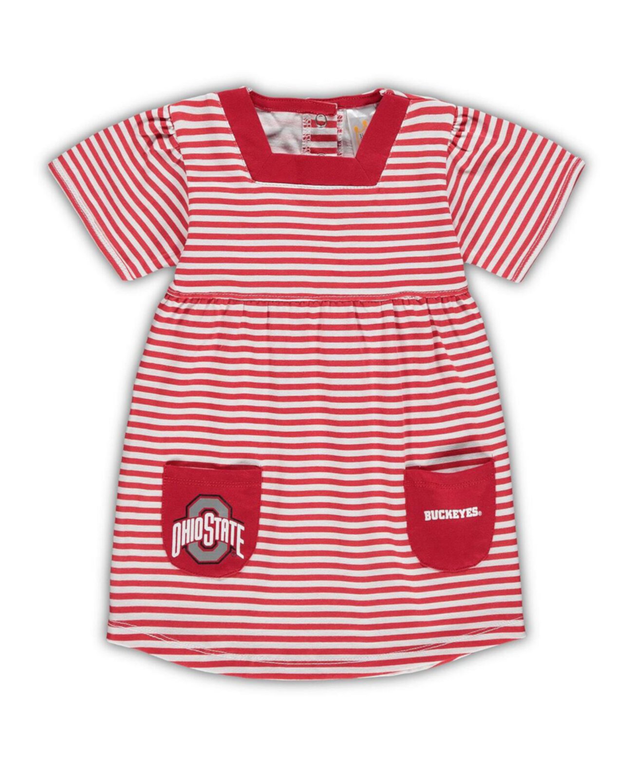 Платье для девочек Ohio State Buckeyes с полосками и карманами, 100% хлопок Little King Apparel