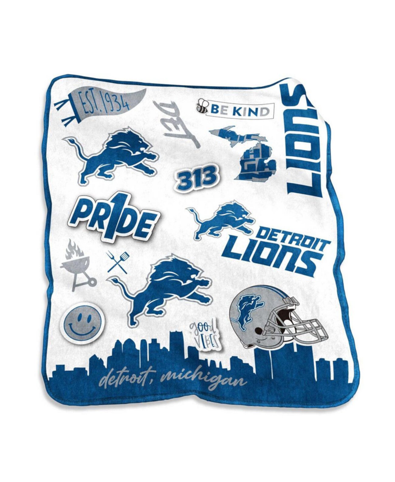 Туристическое одеяло Logo Brand Detroit Lions 50'' x 60'' Native Raschel Plush Logo Brand