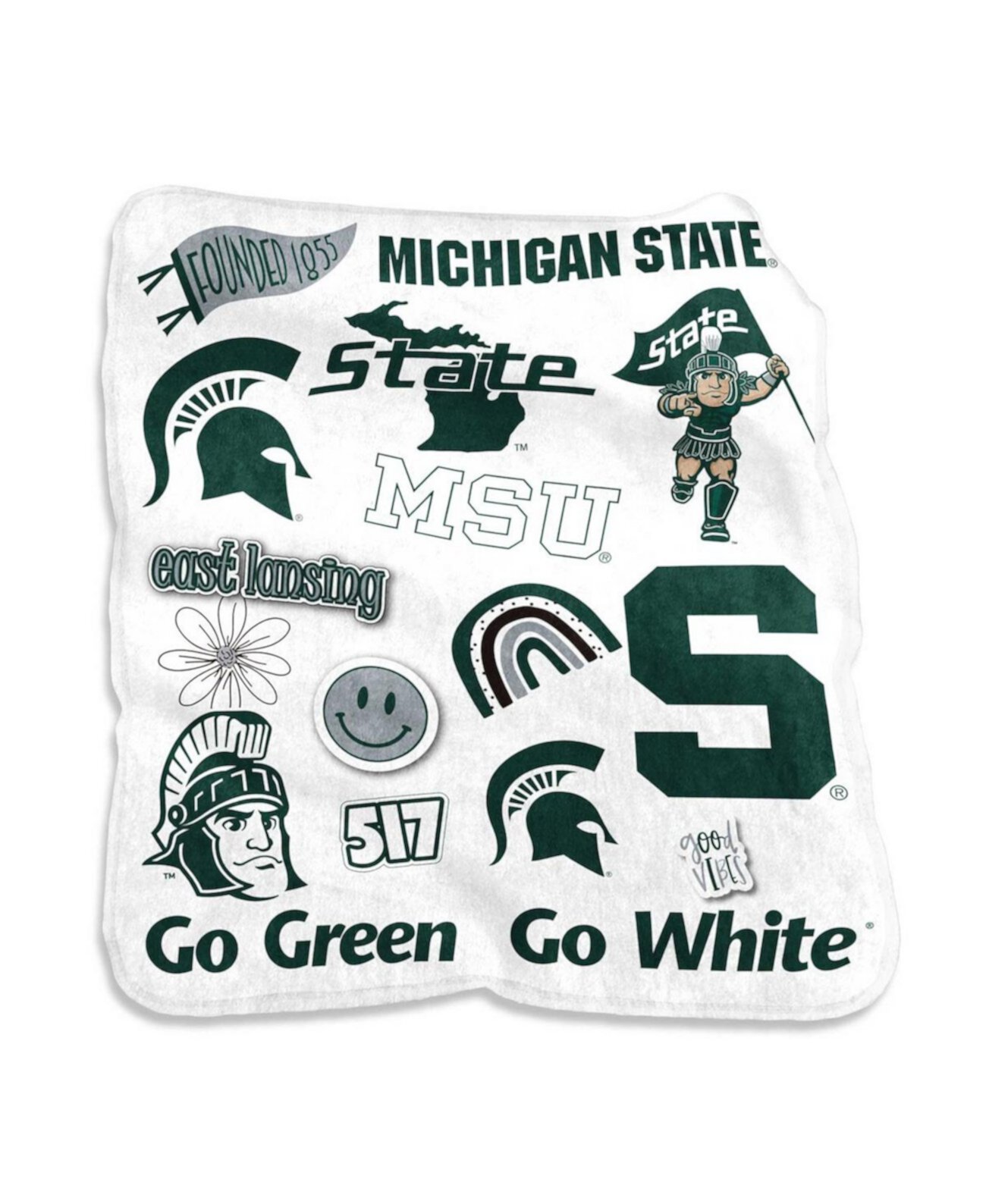 Плюшевое одеяло Native Raschel Spartans, штат Мичиган, 50 x 60 дюймов Logo Brand