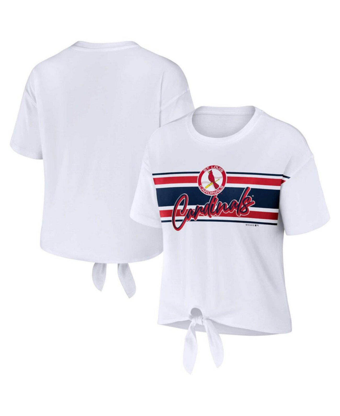 Женская белая футболка St. Louis Cardinals с завязкой спереди WEAR by Erin Andrews