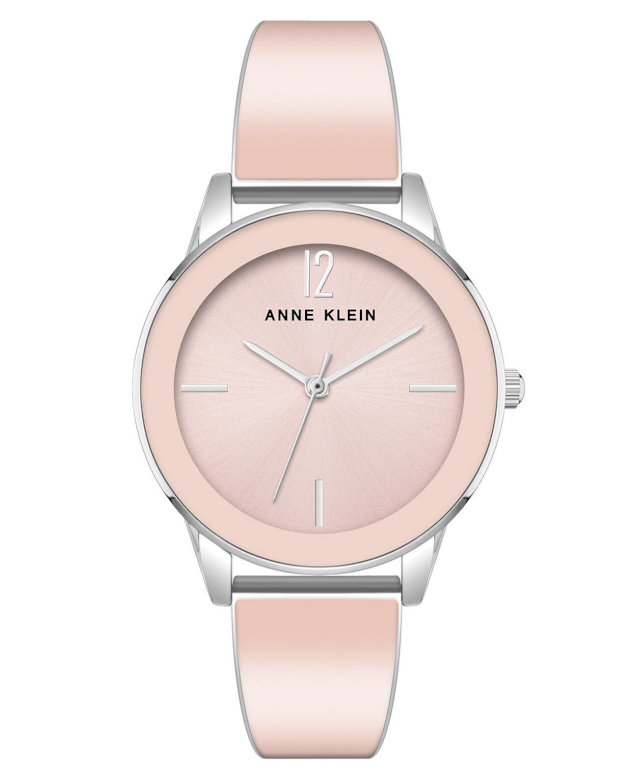 Женские часы-браслет из кварца с розовой эмалью и серебристым сплавом с тремя стрелками, 33 мм Anne Klein