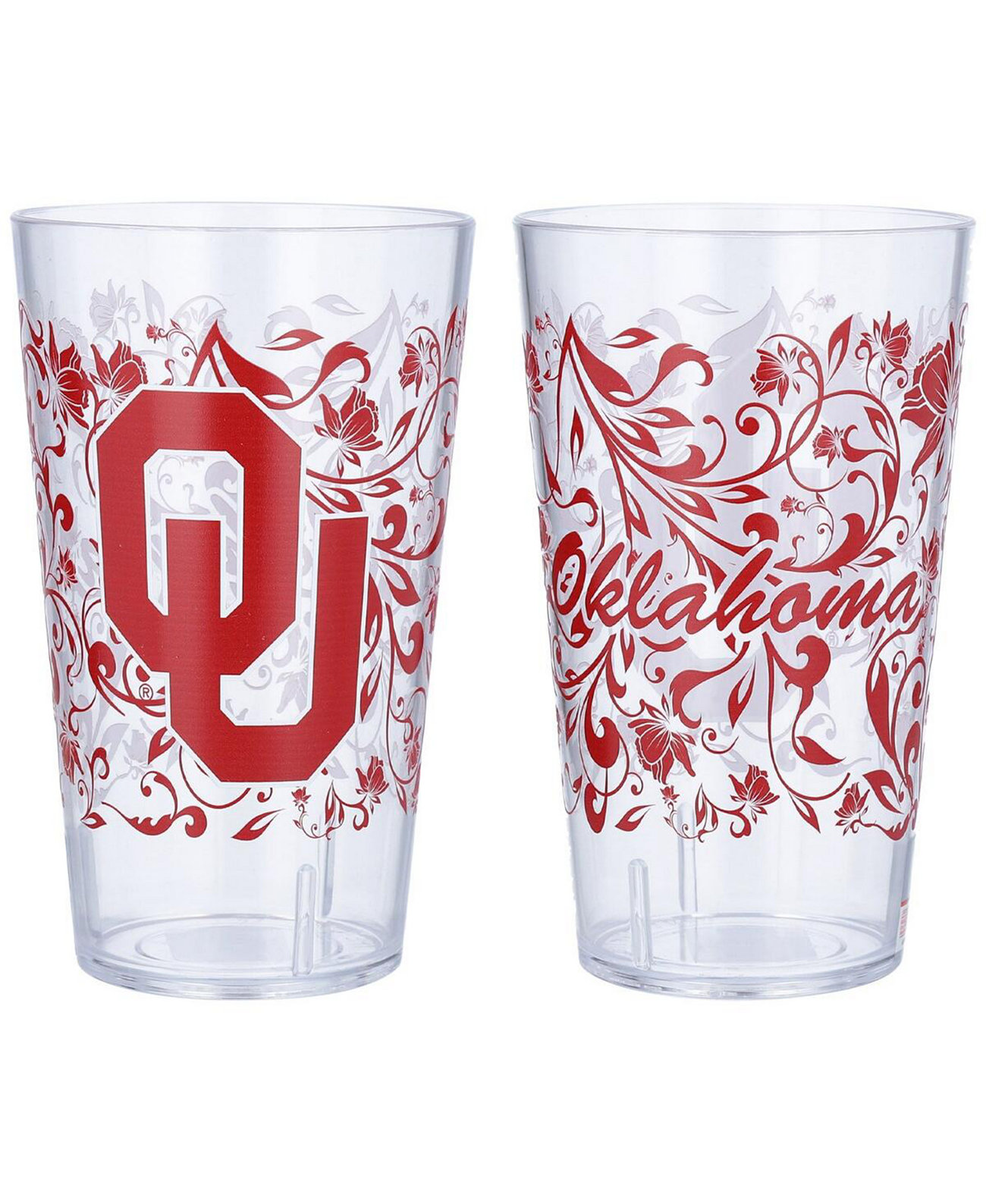 Стакан Indigo Falls Oklahoma Sooners 24 oz с цветочным узором, 2 шт. Indigo Falls