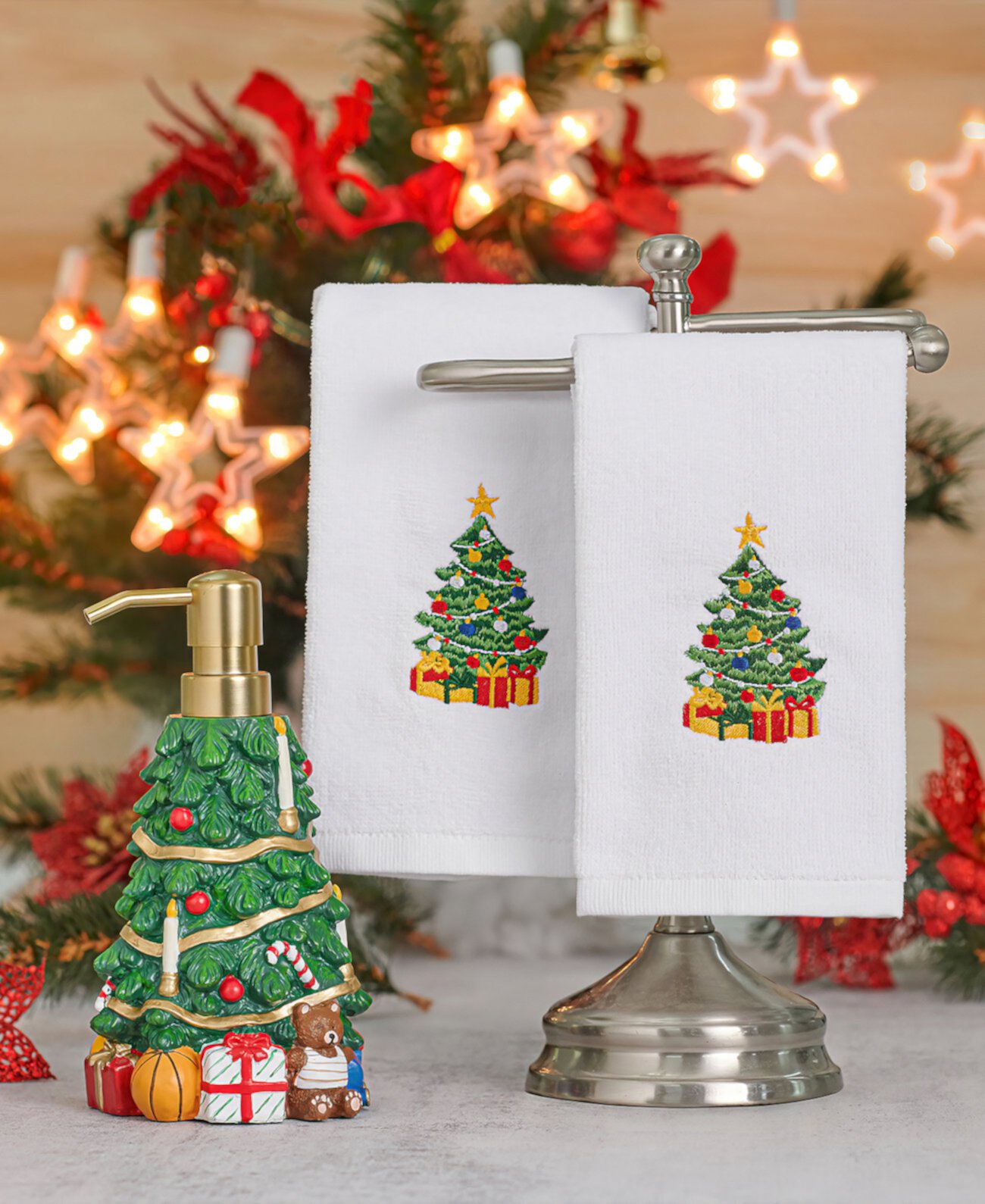 Tree 3-Pc. Towel and Pump Set Mistletoe Farms