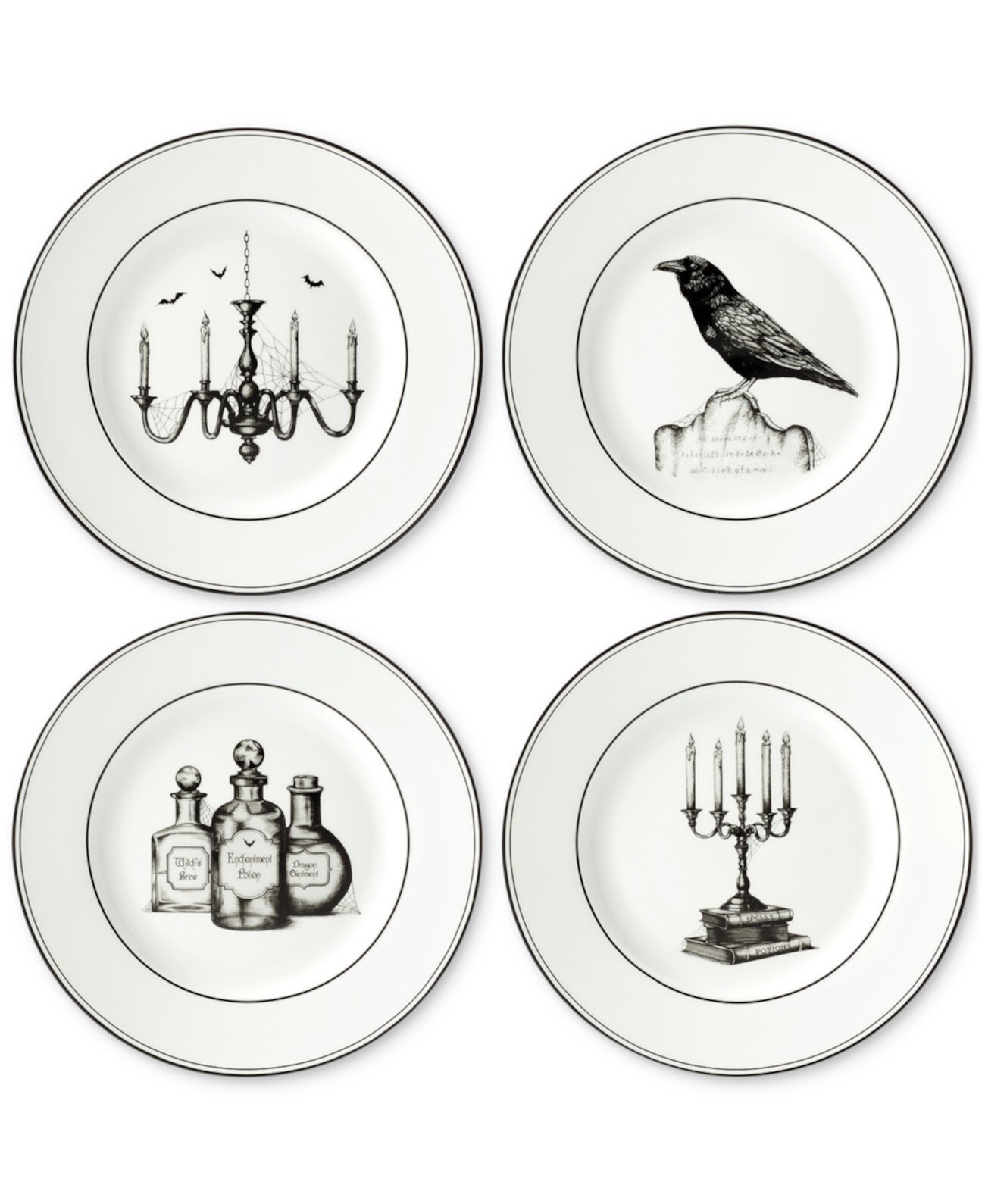 Винтажный набор десертных тарелок из 4 предметов на Хэллоуин Lenox