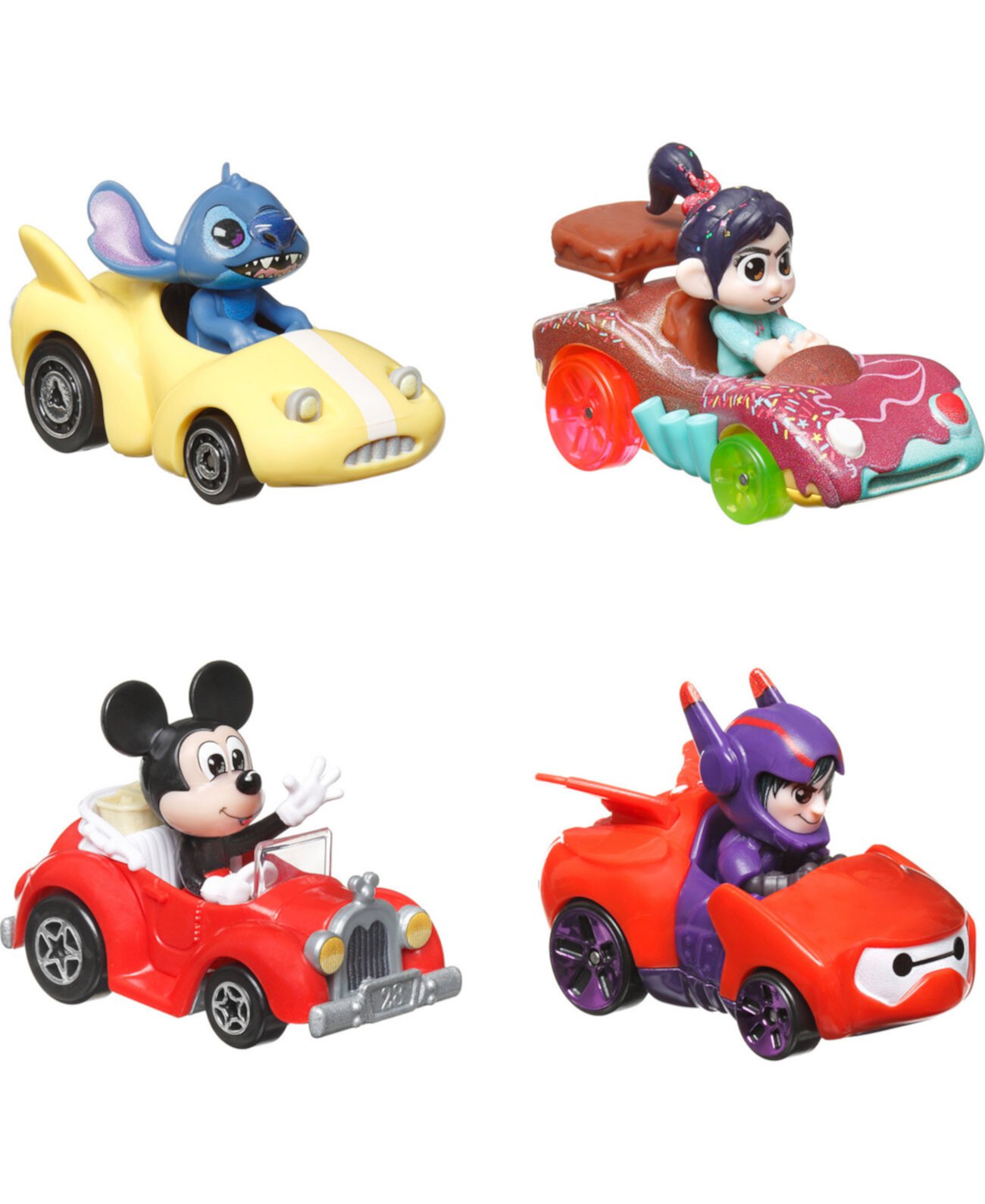 Набор RacerVerse из 4 литых машинок Hot Wheels с персонажами Диснея в роли водителей Hot Wheels