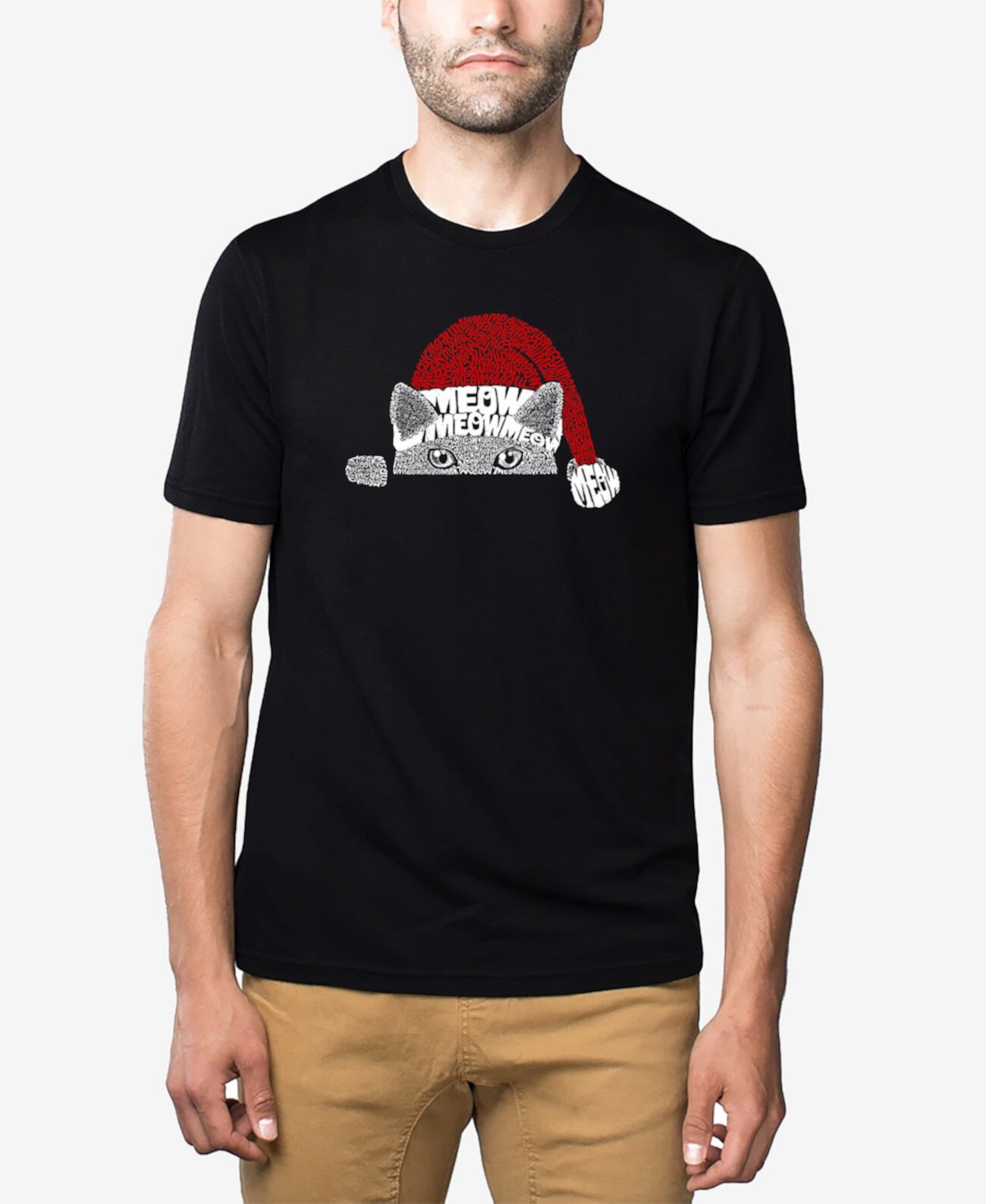 Мужская футболка Christmas Peeking Cat Premium Blend Word Art LA Pop Art
