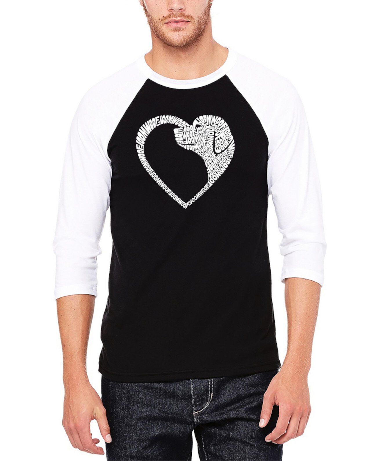 Мужская Футболка LA Pop Art Dog Heart Raglan Baseball Word Art LA Pop Art