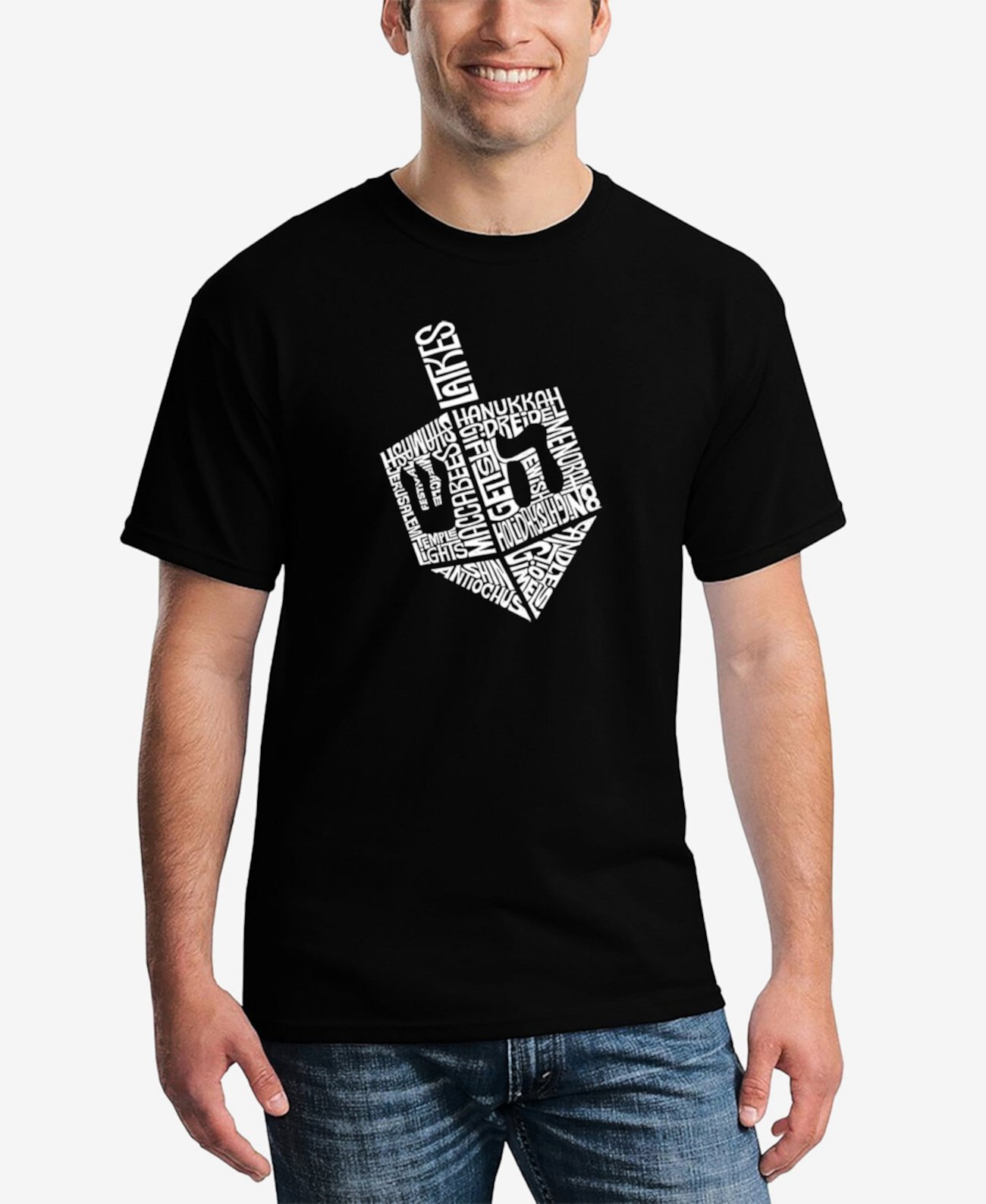 Мужская футболка с принтом Word Art Hanukkah Dreidel LA Pop Art
