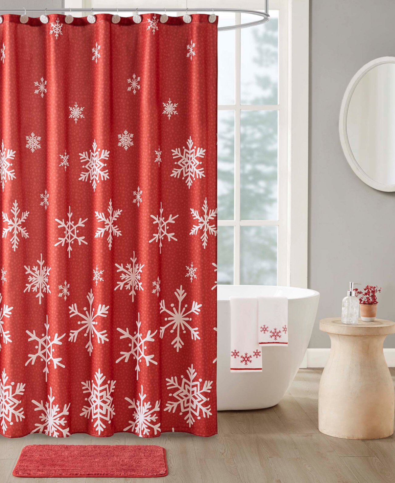 Red Snowflake 17-Pc. Bath Set Décor Studio