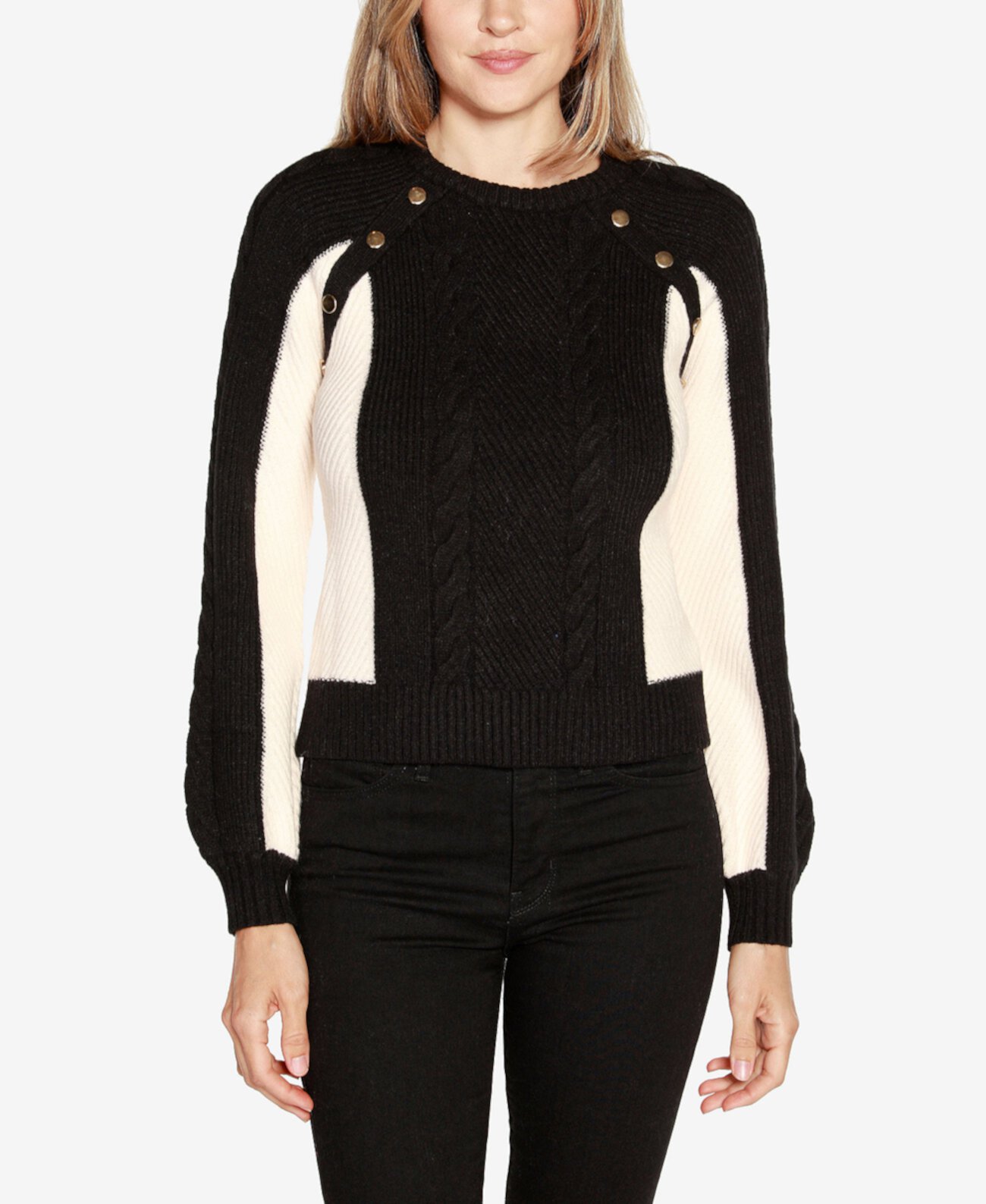 Женский вязаный свитер с цветными блоками Black Label Belldini