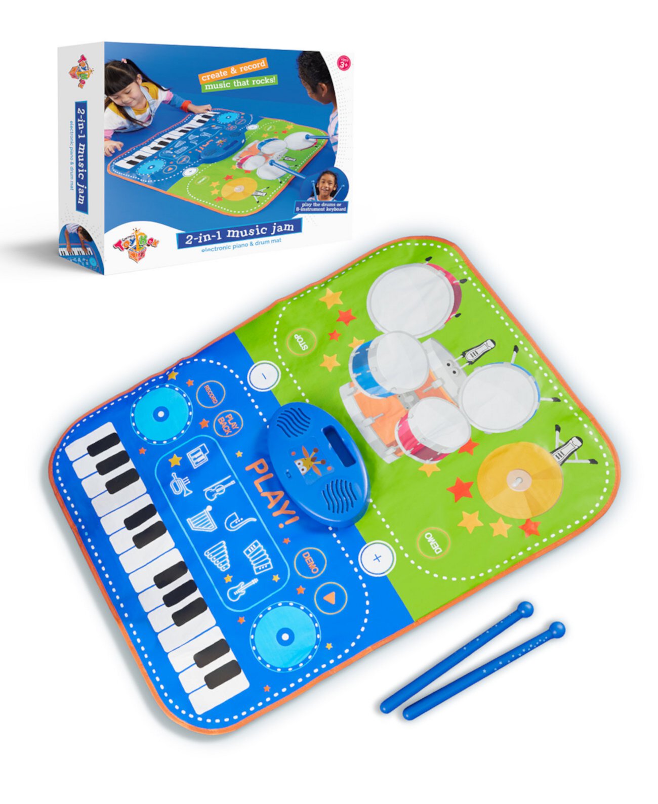 2-in-1 Music Jam 3 Pieces Electronic Piano and Drum Mat, Created for Macy's Geoffrey's Toy Box