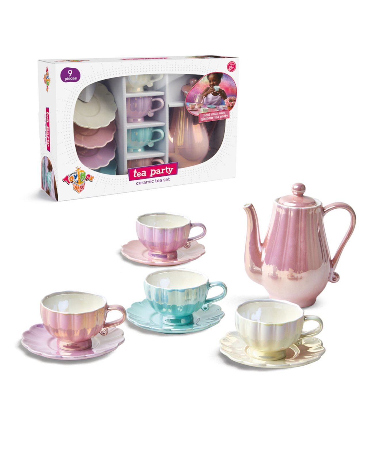Tea Party Ceramic 9 Pieces Tea Set, Created for Macy's Geoffrey's Toy Box