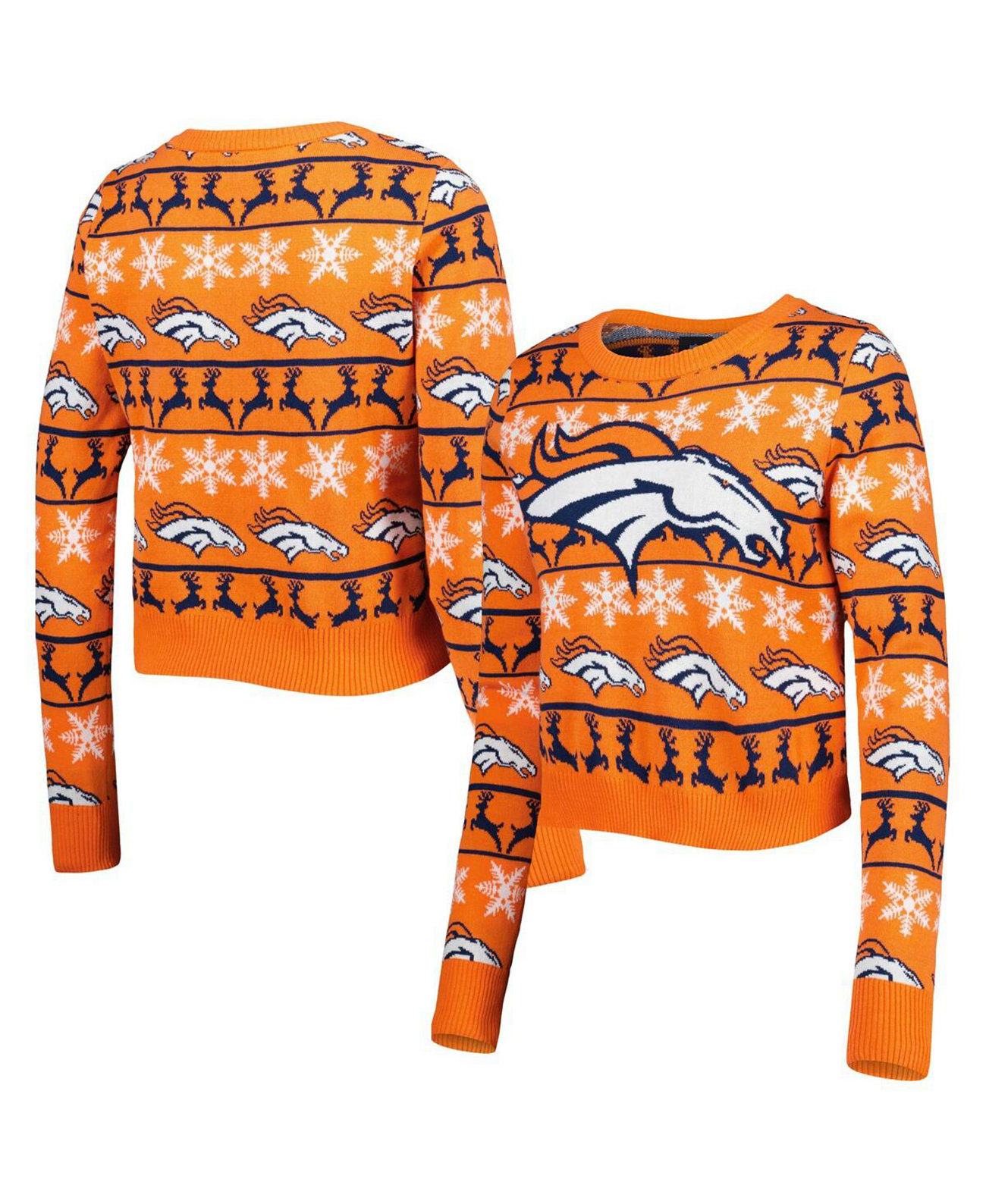 Женский оранжевый укороченный свитер Denver Broncos Ugly Holiday FOCO