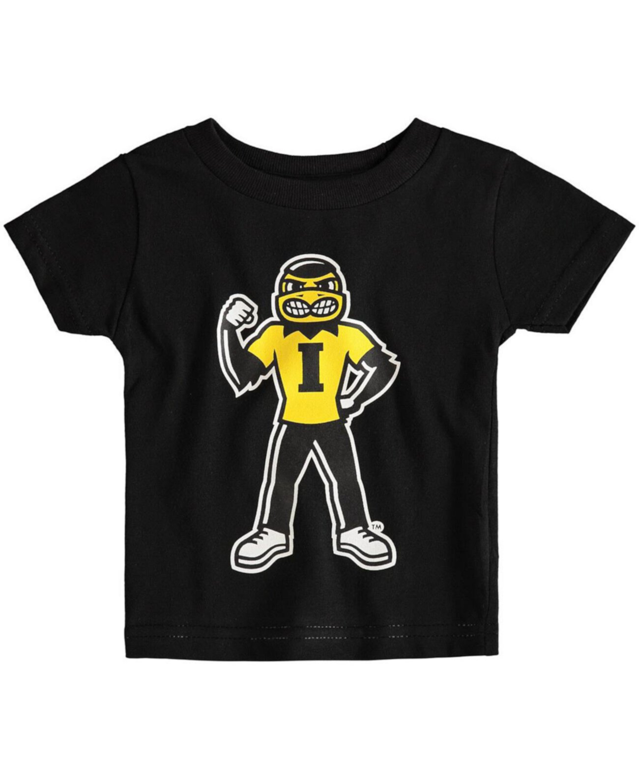 Черная футболка с большим логотипом Iowa Hawkeyes для мальчиков и девочек для младенцев Two Feet Ahead