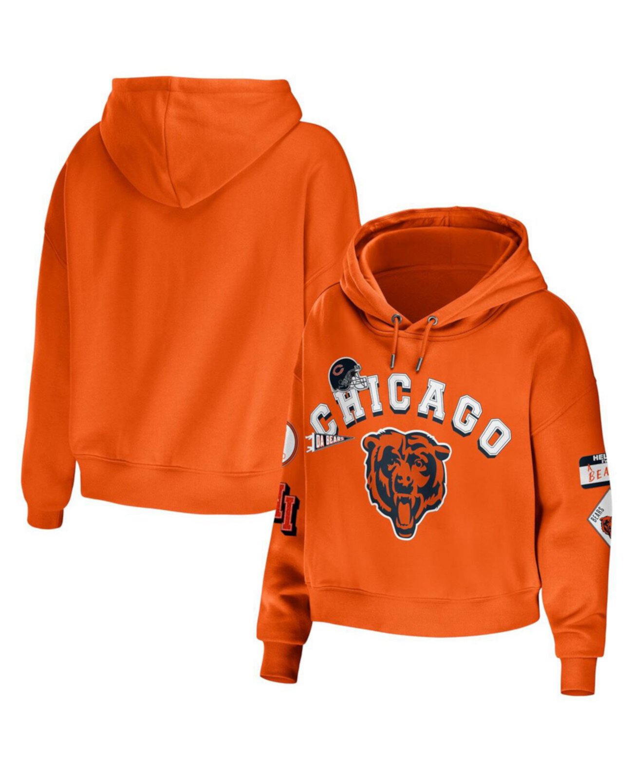 Женский оранжевый укороченный пуловер больших размеров с капюшоном Chicago Bears большого размера WEAR by Erin Andrews