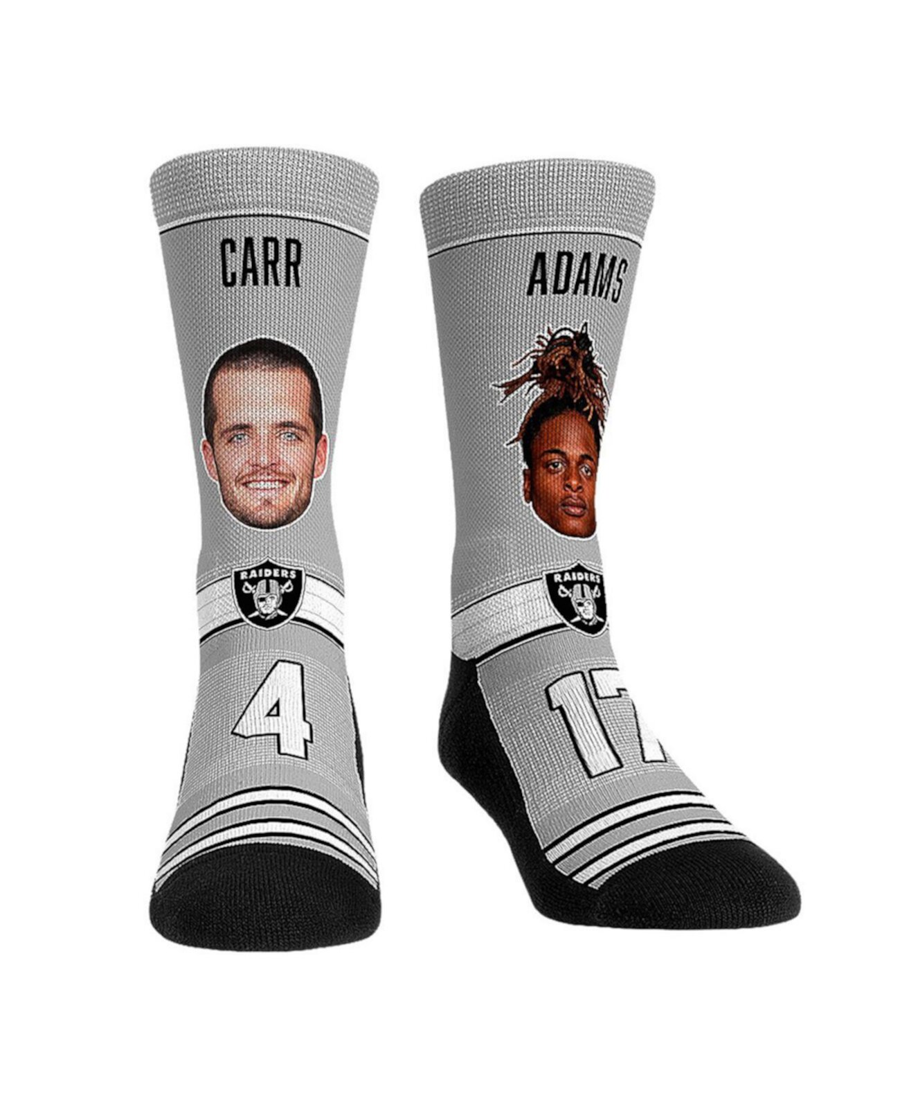 Мужские и женские носки Derek Carr & Davante Adams Носки для игроков команды Las Vegas Raiders Crew Rock 'Em