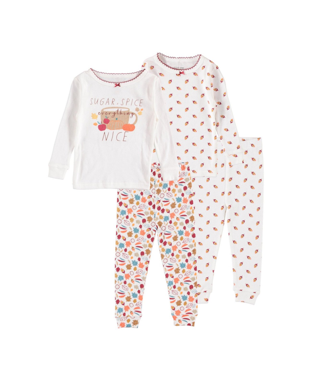 Пижамы Sugar & Spice для девочек и малышей, комплект из 4 предметов Chickapea