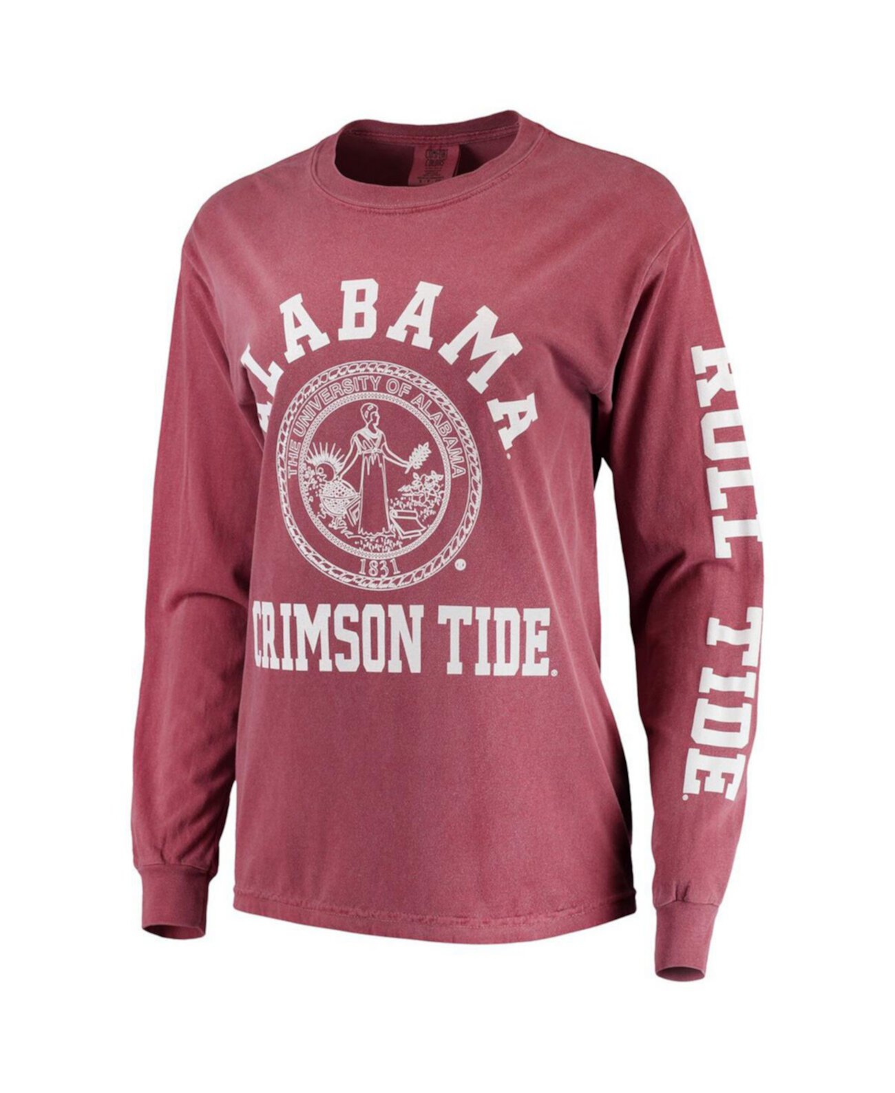 Женская футболка Crimson Alabama Crimson Tide Oversized Comfort Colors University Seal с длинным рукавом Summit Sportswear