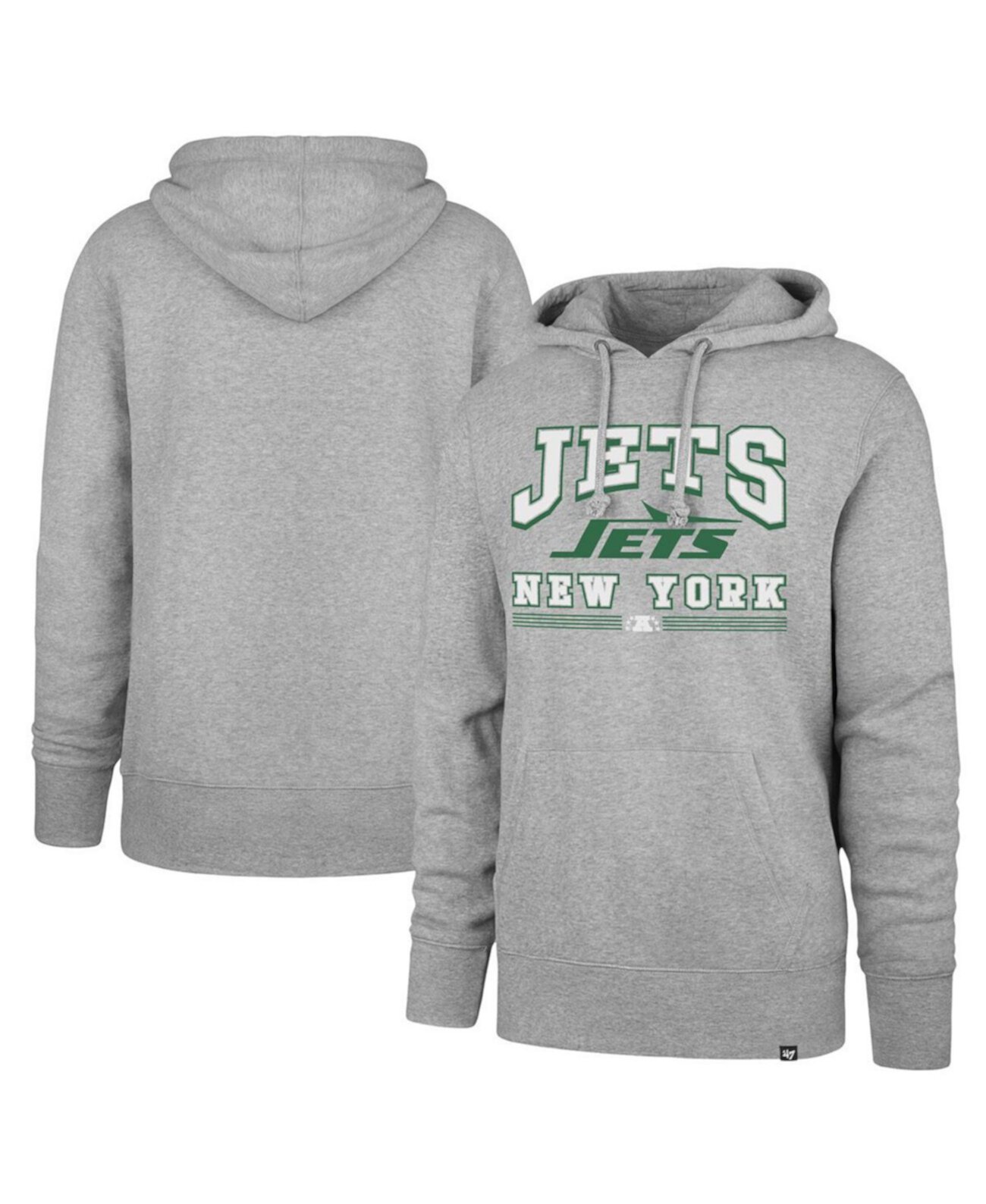 Мужской серый пуловер с капюшоном New York Jets Legacy Packed House Headline '47 Brand