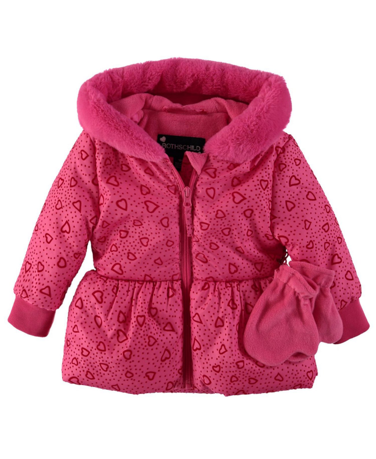 Пальто с пеплумом и варежками в комплекте для девочек младшего возраста S Rothschild & CO S Rothschild & CO