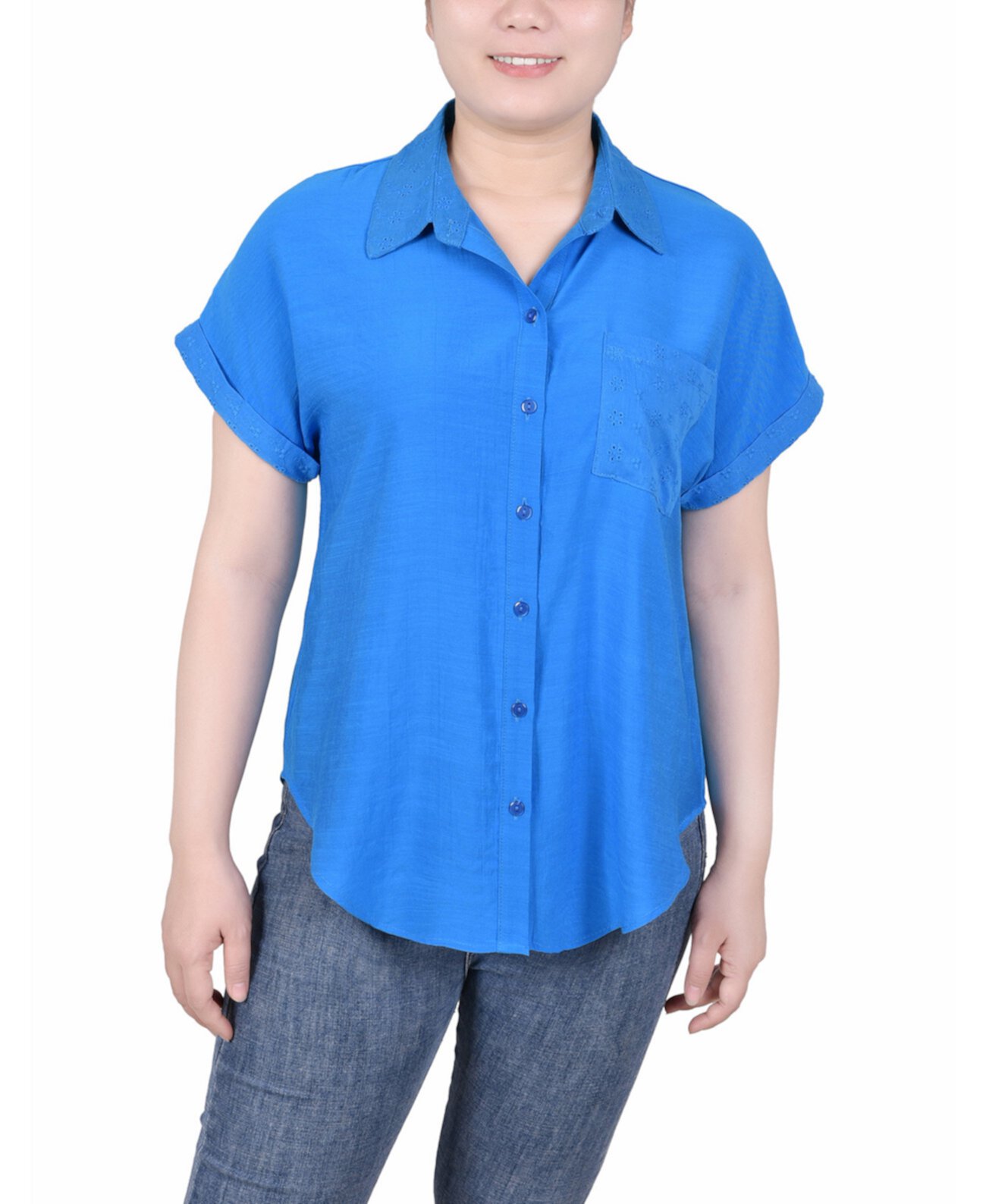 Женская блузка с короткими рукавами и удлиненными рукавами NY Collection