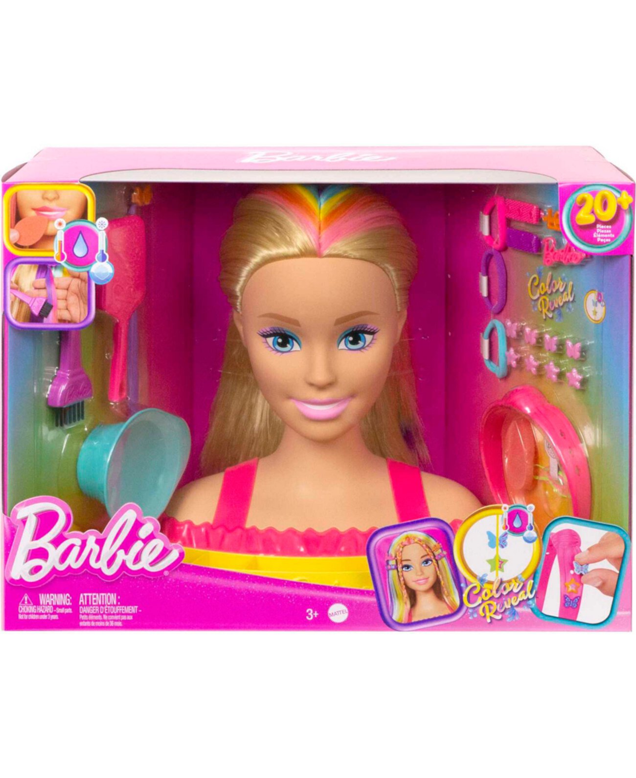 Головка для укладки Deluxe, полностью волосы Барби, светлые радужные волосы Barbie