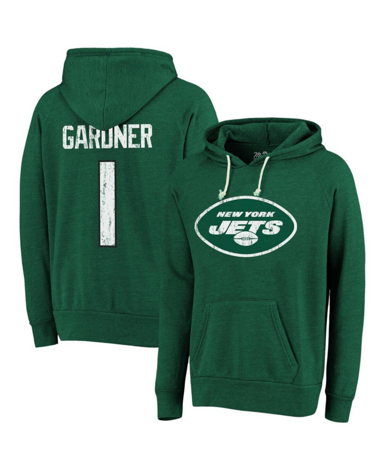 Мужская толстовка с капюшоном и пуловером из трех смесей с именем и номером, мужская пряжа Ahmad Sauce Gardner Green New York Jets Majestic