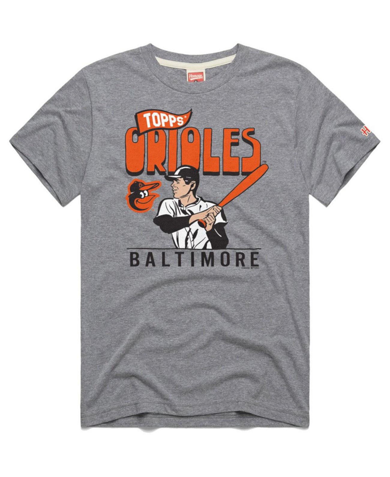 Мужская серая футболка Baltimore Orioles Tri-Blend x Topps Homage