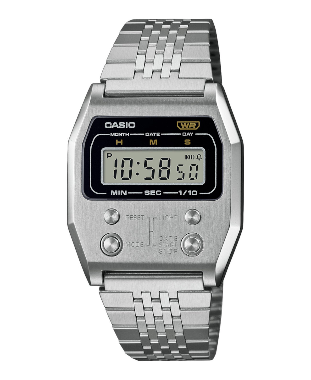 Цифровые часы унисекс из нержавеющей стали серебристого цвета, 35 мм, A1100D-1VT G-Shock