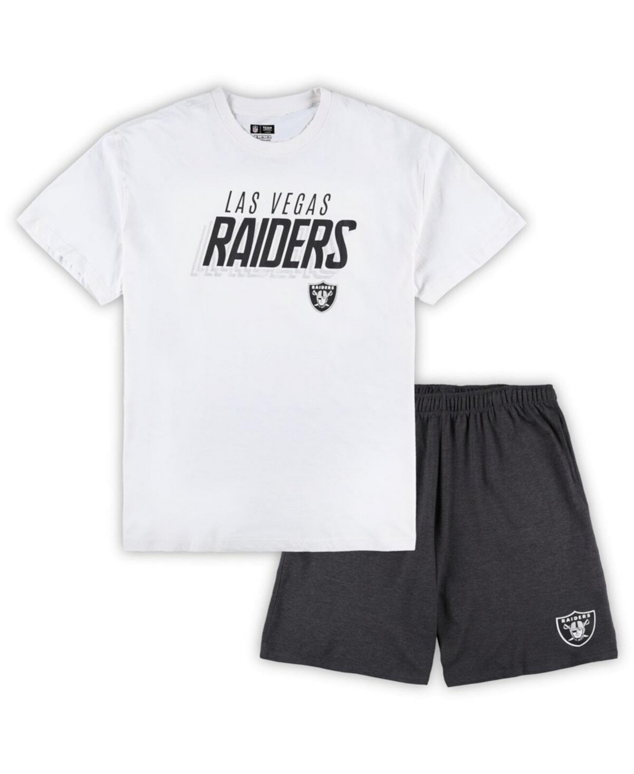Мужской белый, темно-серый комплект из футболки и шорт Las Vegas Raiders Big and Tall Concepts Sport
